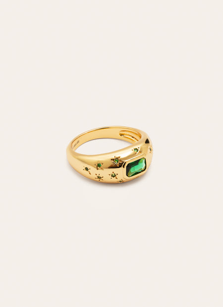 Anillo Charlotte Esmeralda Baño Oro