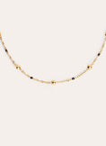 Dots L Black Enamel Stainless Steel Gold Necklace