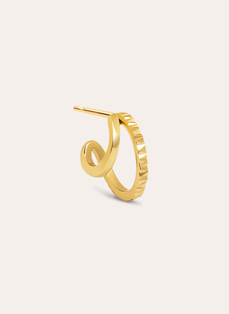 Double Light Single Hoop Gold Earring