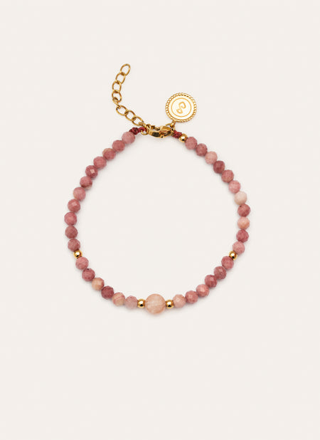 Pulsera Amulet Rodocrosita Acero Baño Oro