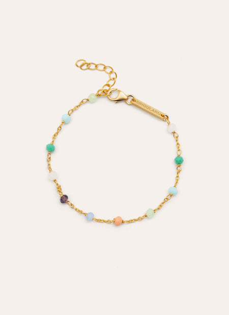 Pulsera Crystals Chain Colors Plata Baño Oro