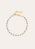 Pulsera Dots Black Enamel Plata Baño Oro