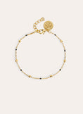 Pulsera Dots L Black Enamel Acero Baño Oro