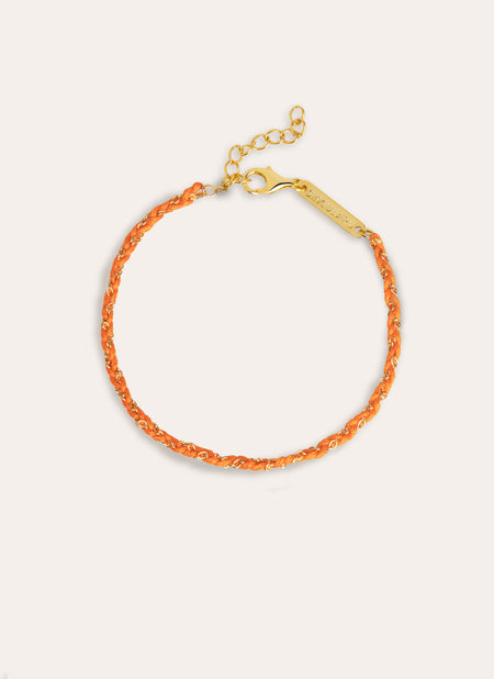 Pulsera Yarn Orange Plata Baño Oro