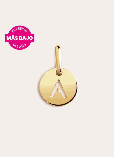 Mini Medallion Letter Plata Baño Oro