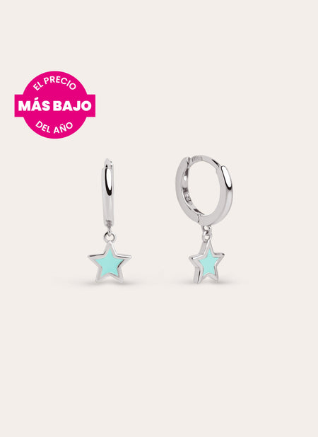 Pendientes Aro Star Sky Enamel Plata