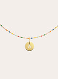 Colors Enamel Letter Personalized Gold Necklace