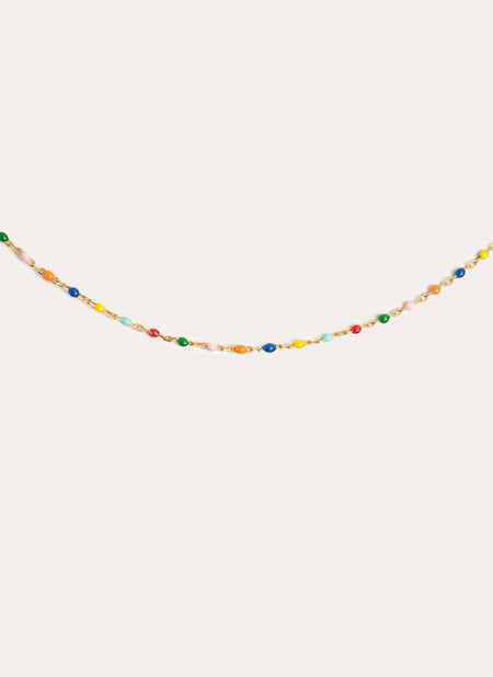 Dots Colors Enamel Gold Necklace