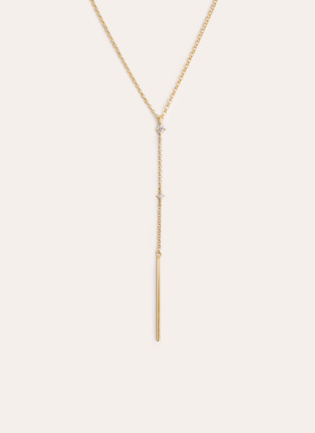 Y Sparks Stick Gold Necklace