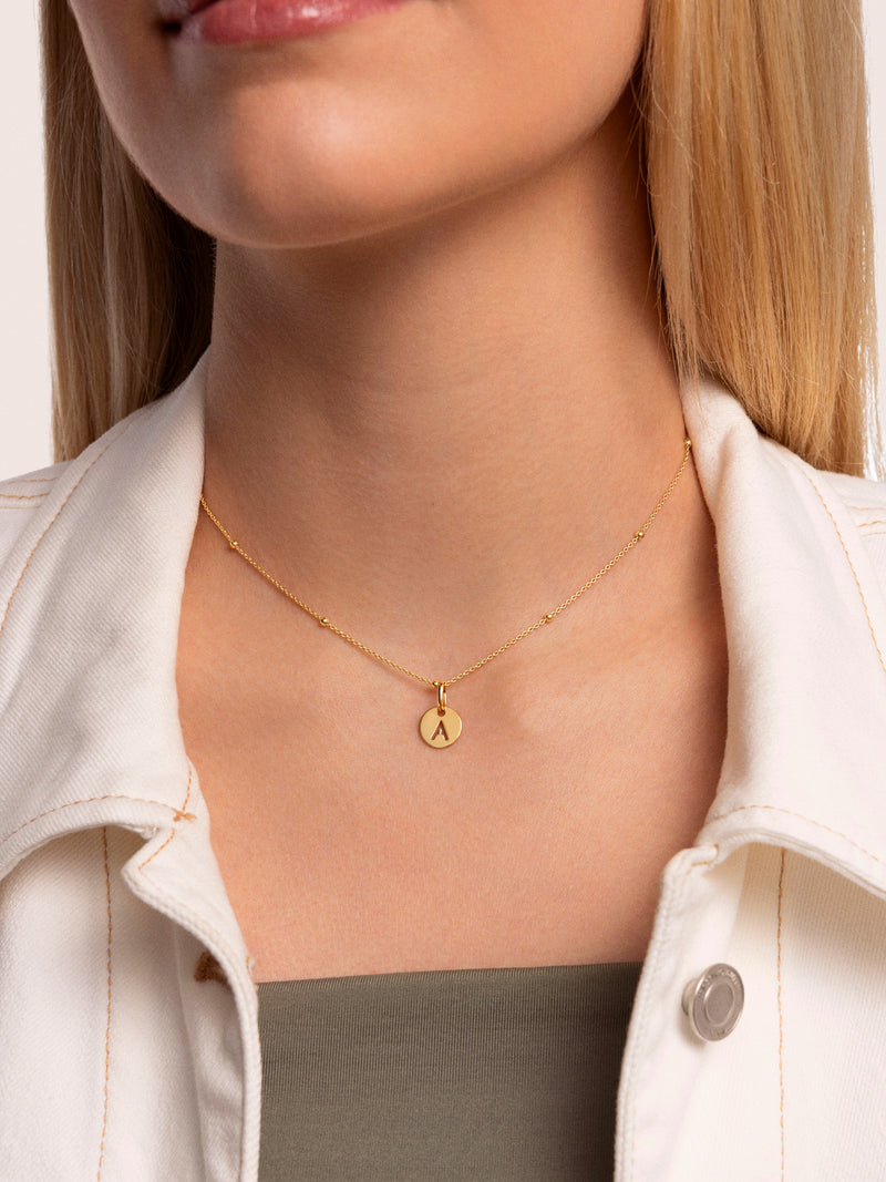 Gepersonaliseerde ketting Mini Medallion verguld met goud