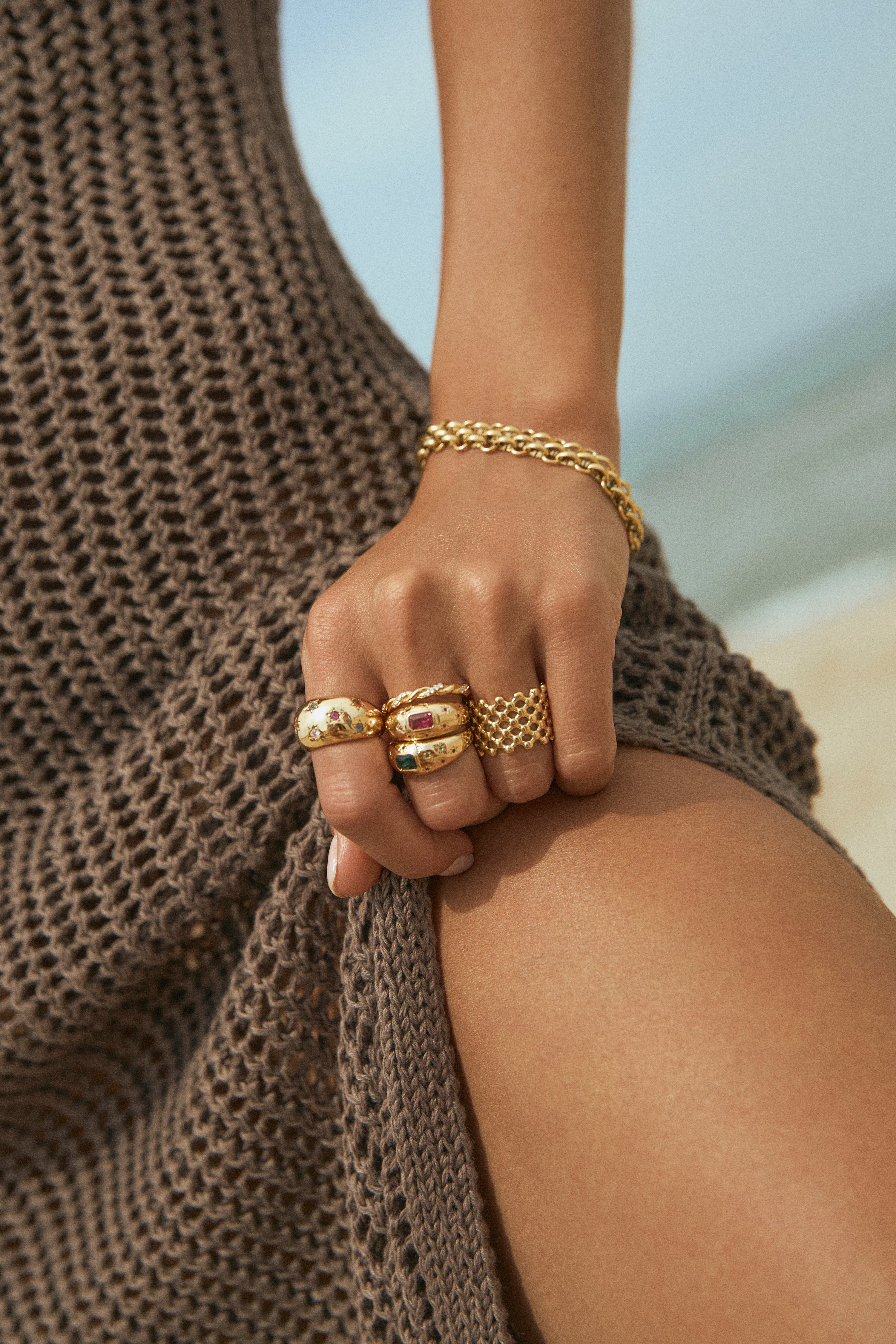 Anillo Charlotte Esmeralda Baño Oro