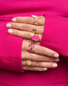 Anillo Doble Gota Pink Baño Oro