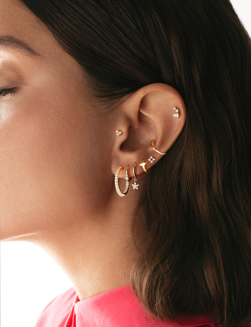 Brinco Individual Ear Cuff Gota Prata Banho de Ouro