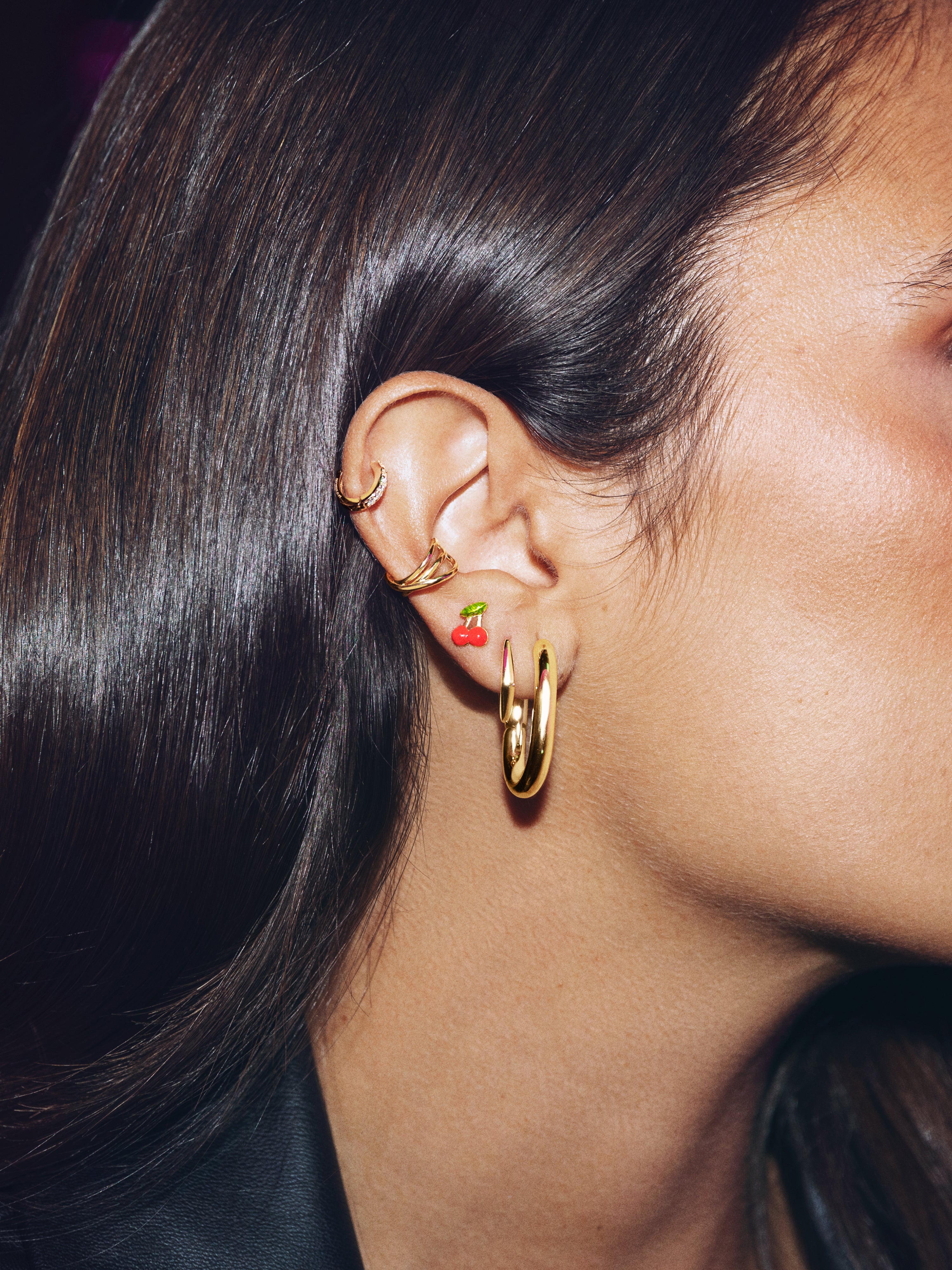 Pendiente Suelto Mini Cereza Plata Baño Oro