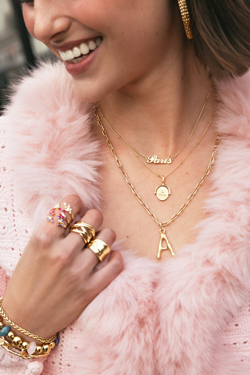 Collar Personalizado Carrie Plata Baño Oro