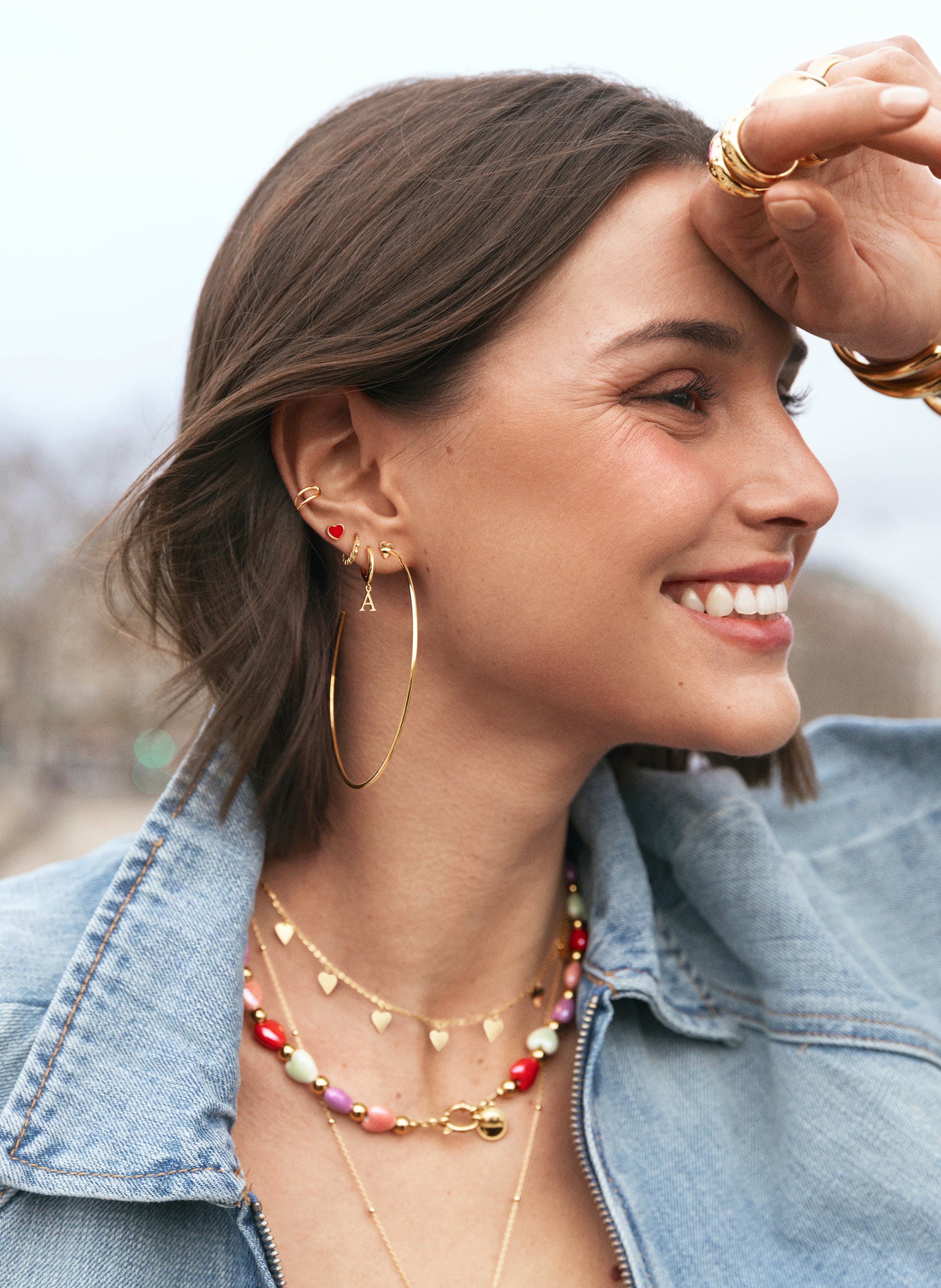 Pendientes Aro Ankara Heart XL Acero Baño Oro