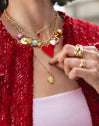 Collar Multicharms Corazones Acero Baño Oro