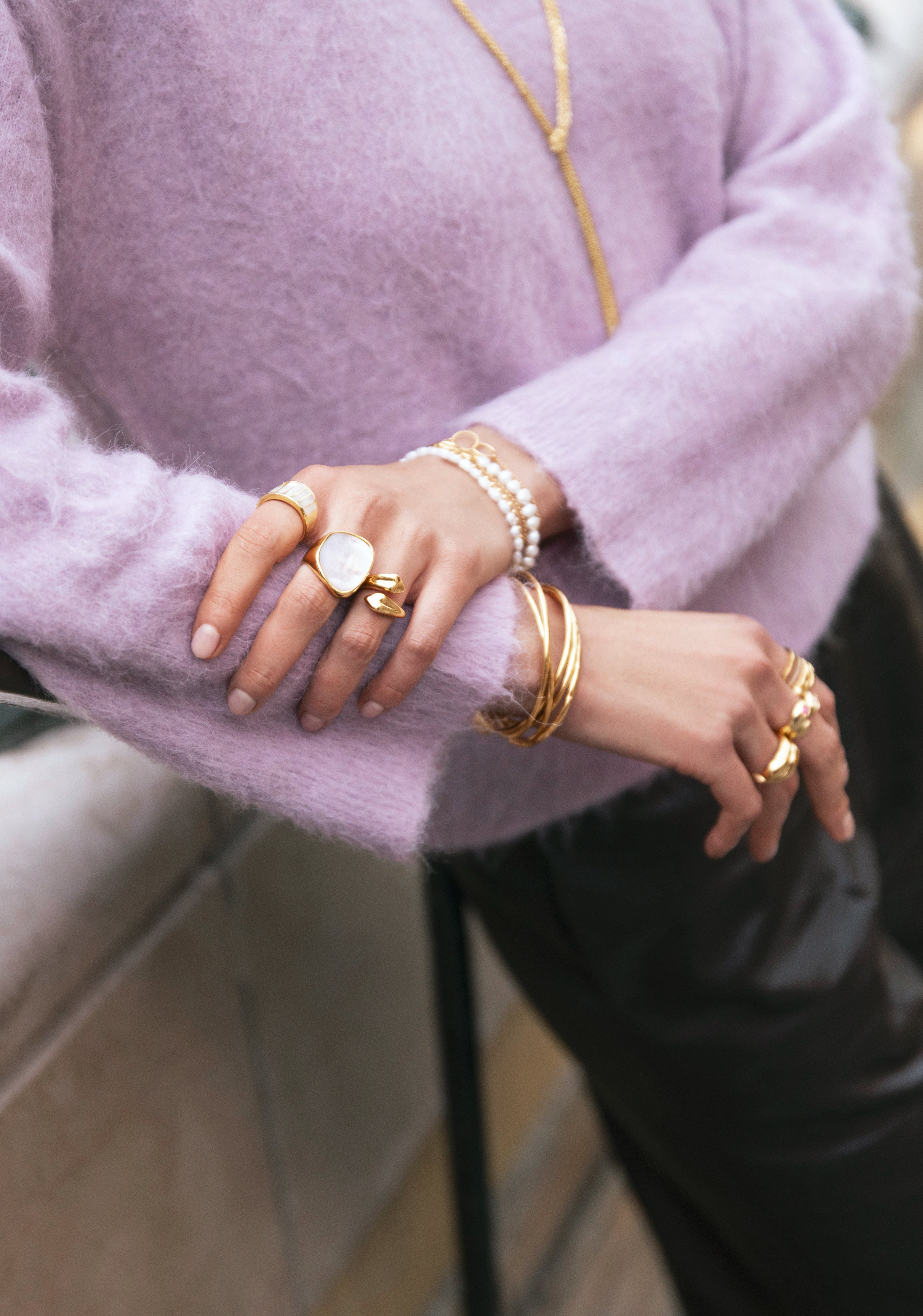 Ibiza Sterling Steel Gold Ring