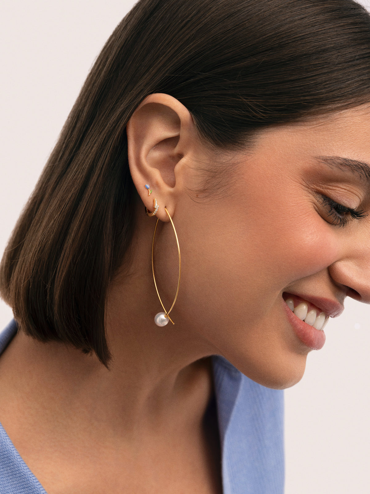 Pendientes Arch Bean Pearl Acero Baño Oro - vista 4