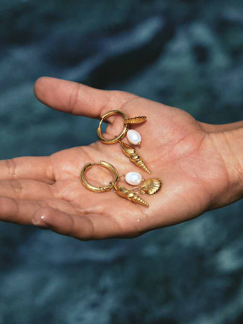 Carmen True Mar Hoop Earrings Gold Plated Steel