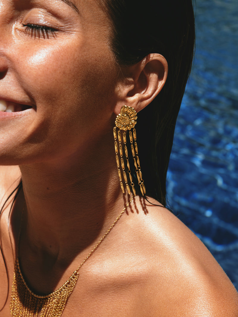 Boucles D'oreilles Zafira Shells Acier Plaqué Or