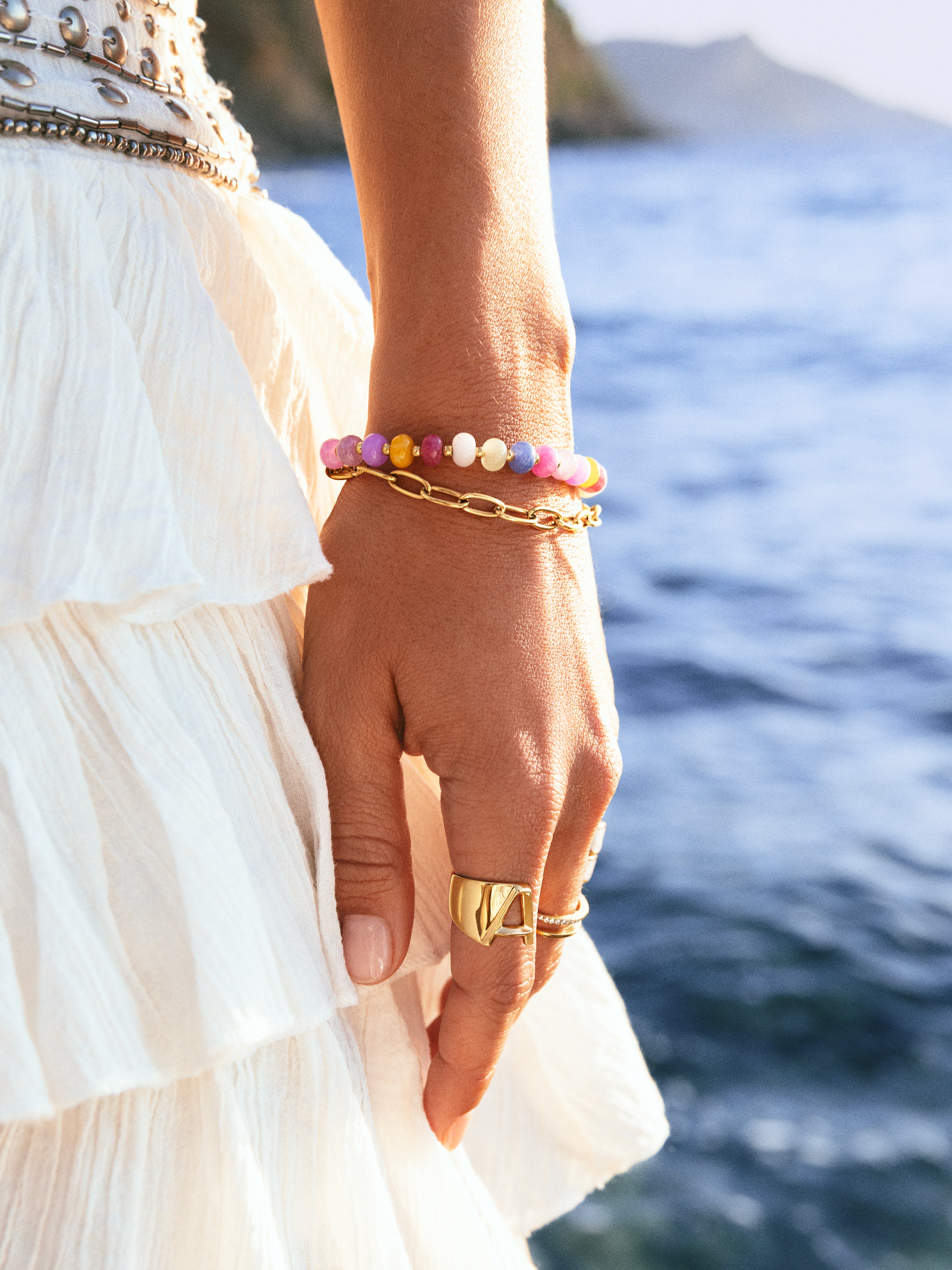 Bracelet Bali Chic Stones Acier Plaqué Or