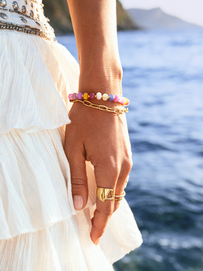 Bracelet Bali Chic Stones Acier Plaqué Or