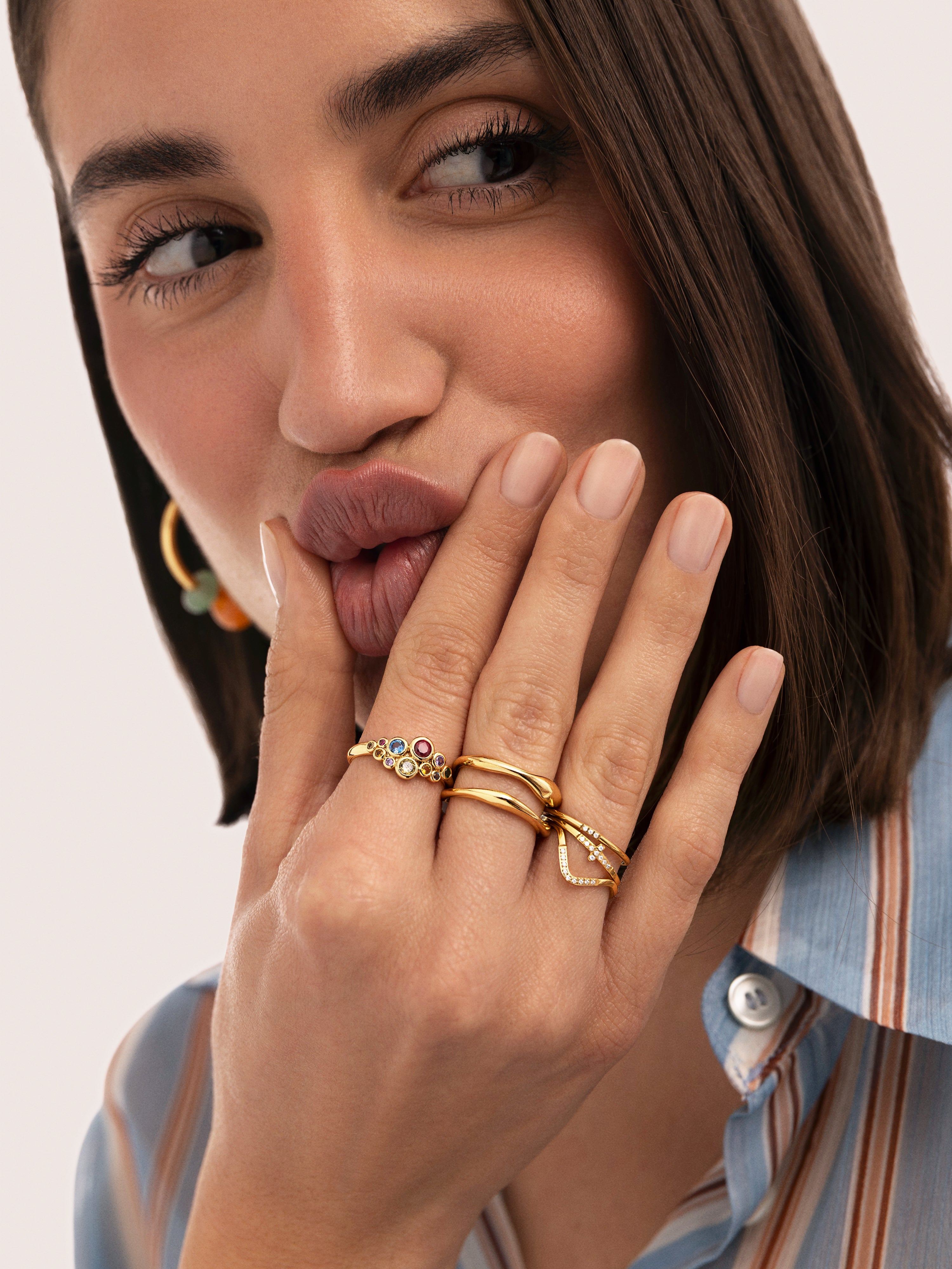 Rainbow Bubbles Gold Ring