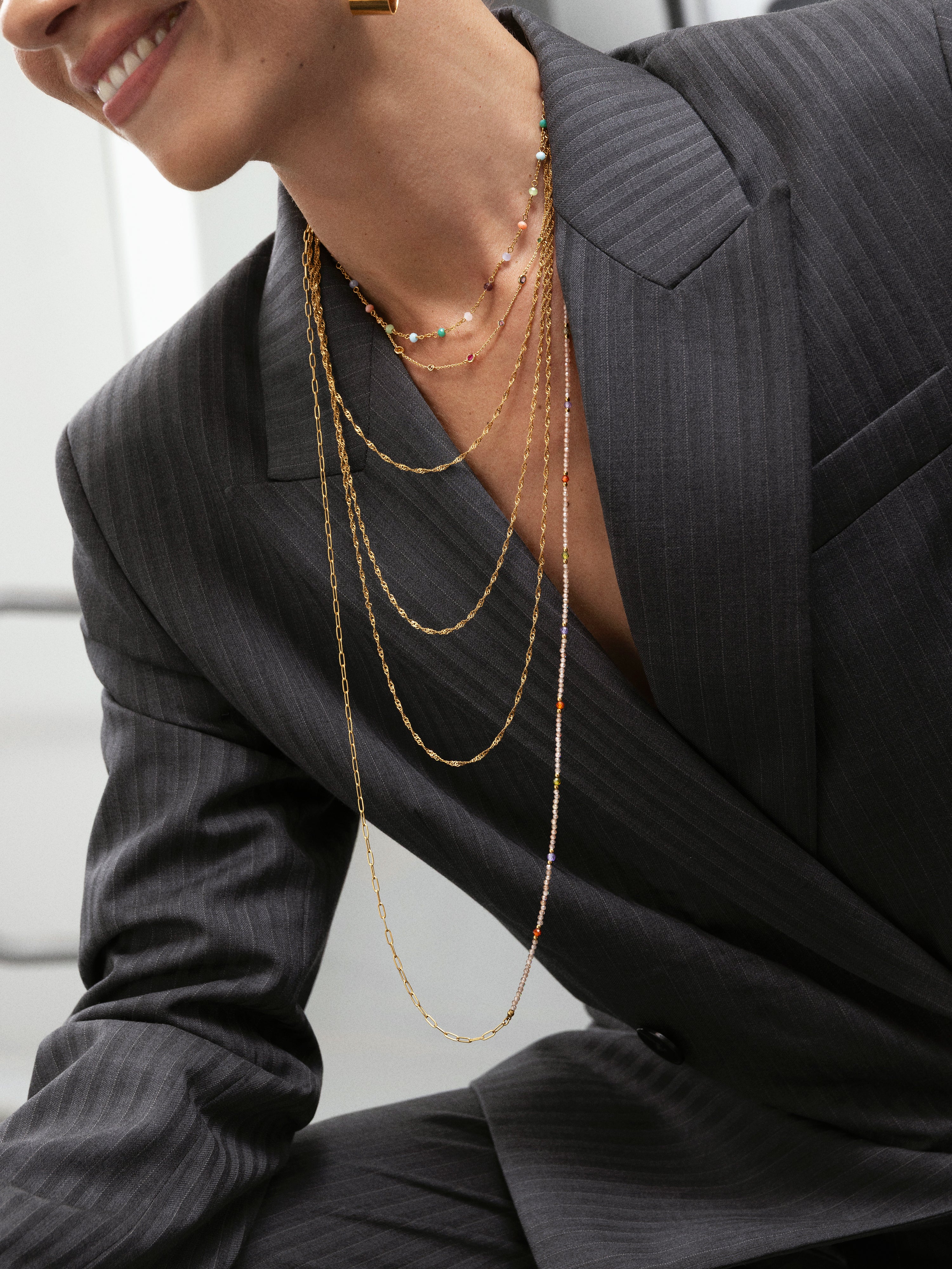 Collier Crystals Colors Acier Plaqué Or