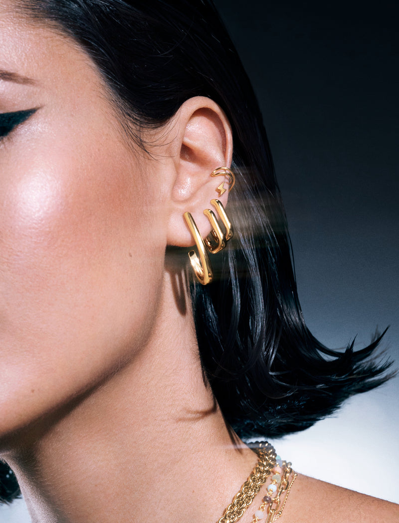 Single Earring Lightning Steel Gold-Plated