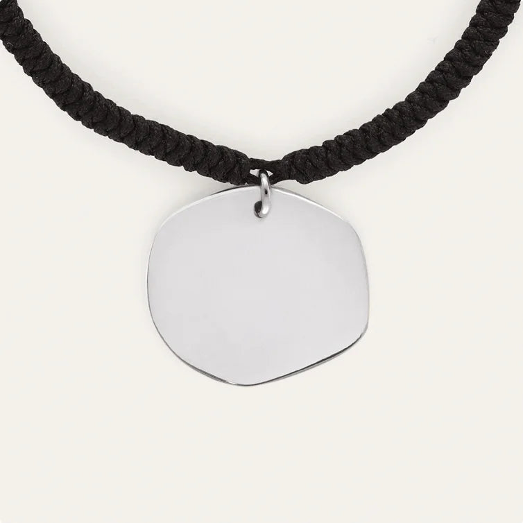 Bracelet Personnalisé Médaillon Organic Noir Acier