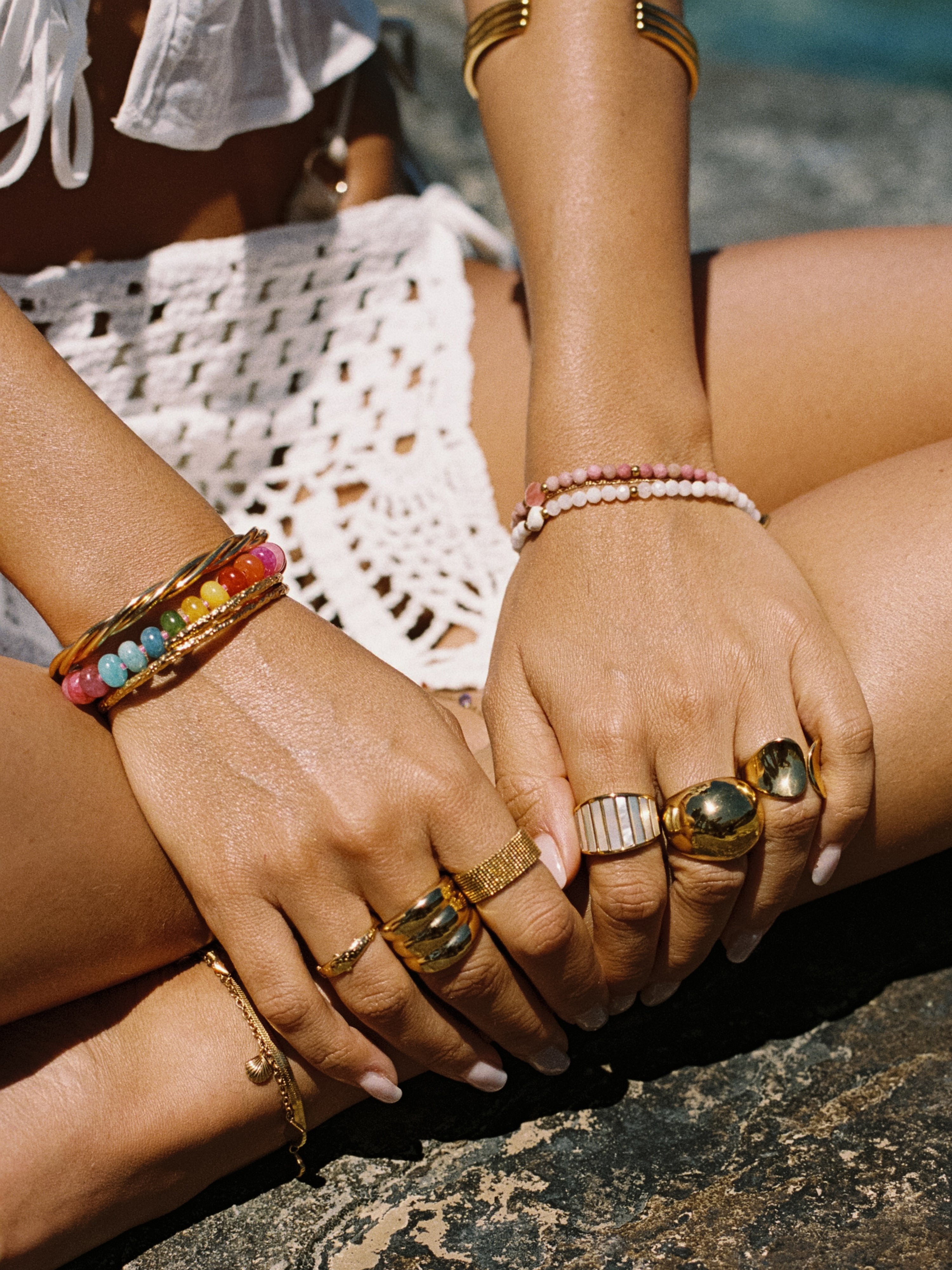Pulsera Bloom Stones Acero Baño Oro