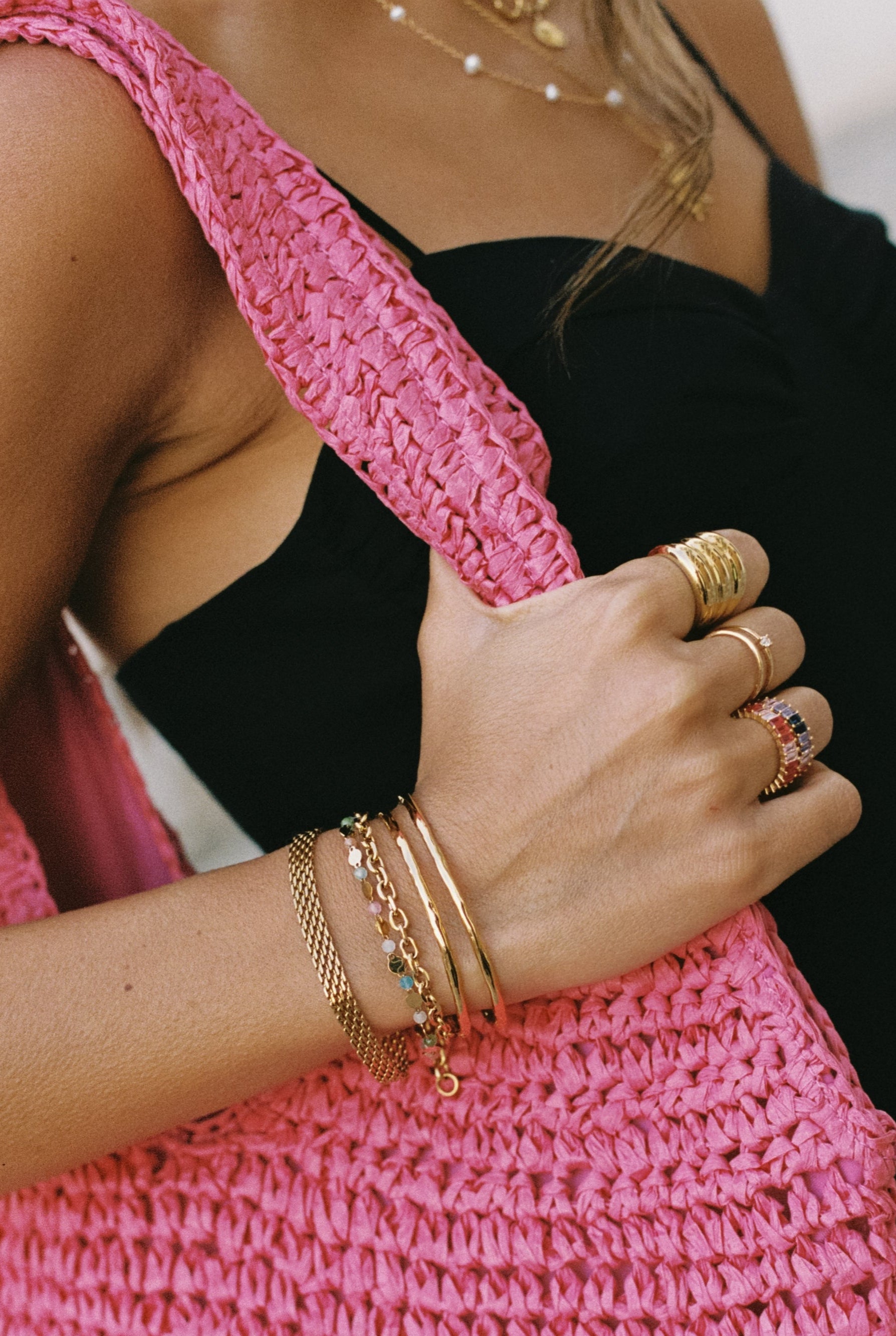 Pulsera Tape Acero Baño Oro