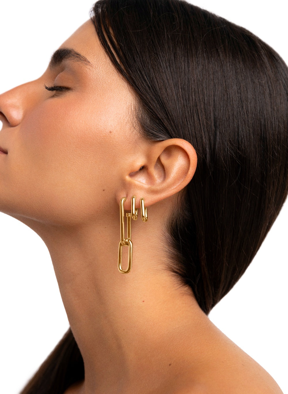 Pipe Gold Hoop Earrings 