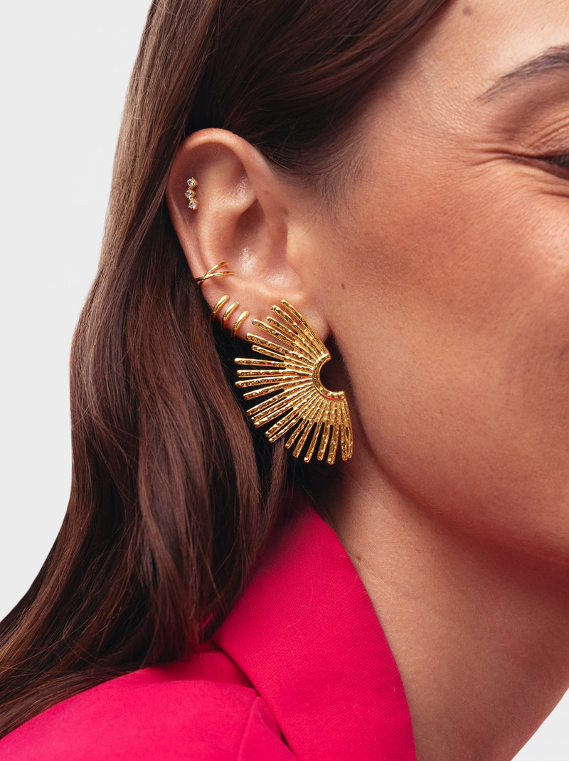 Boucles D'oreilles Sunbeam Acier Plaqué Or