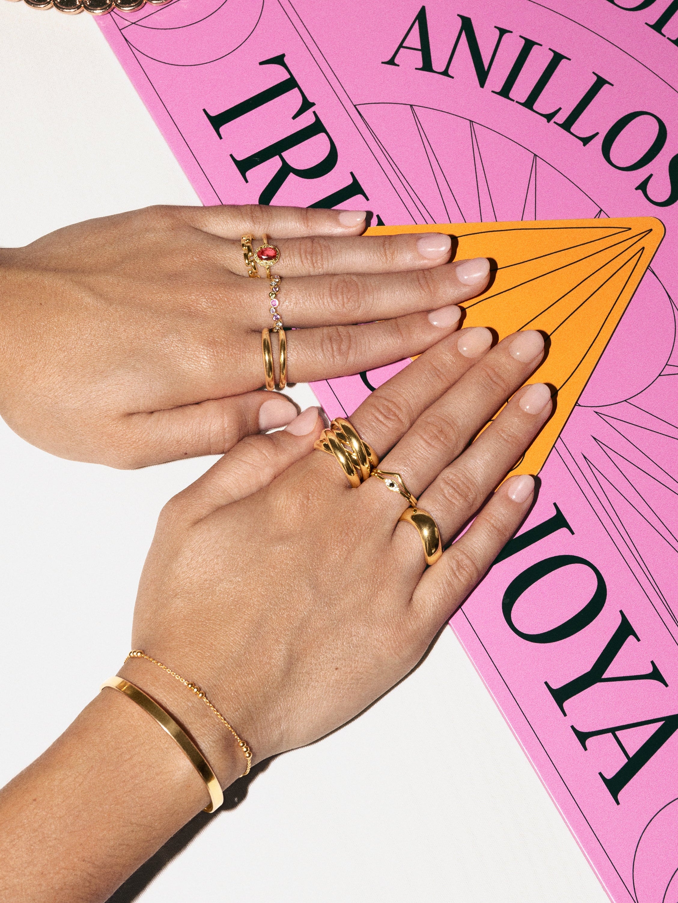 Anillo Tina Acero Baño Oro