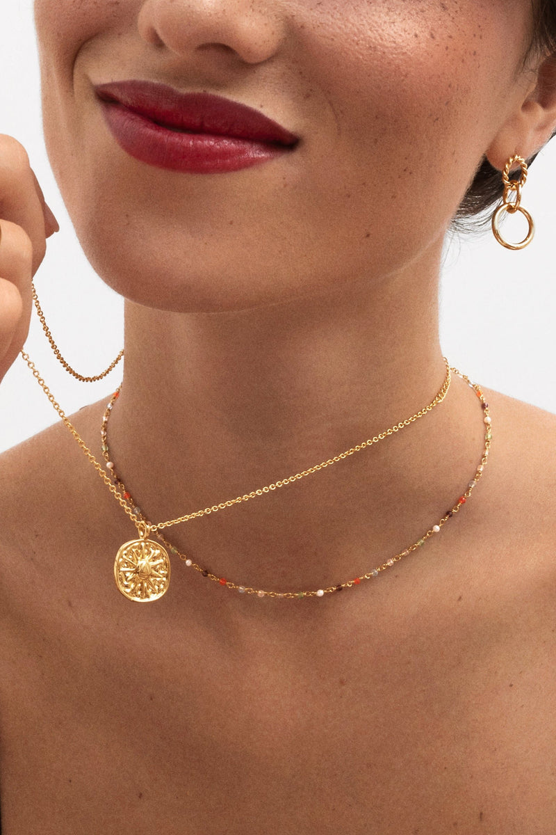 Collier Mini Crystals Colors Argent Plaqué Or