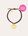 Pulseira Personalizada Medallion Marrón Aço Banho de Ouro