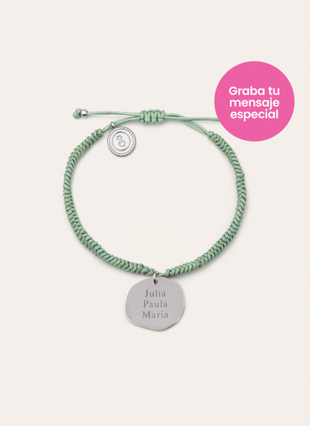 Medallion Armband Grün, personalisierbar, Edelstahl