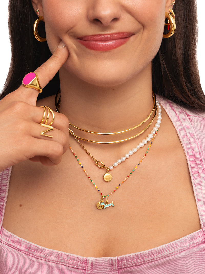 Collier Dots Colors Enamel Argent Plaqué Or