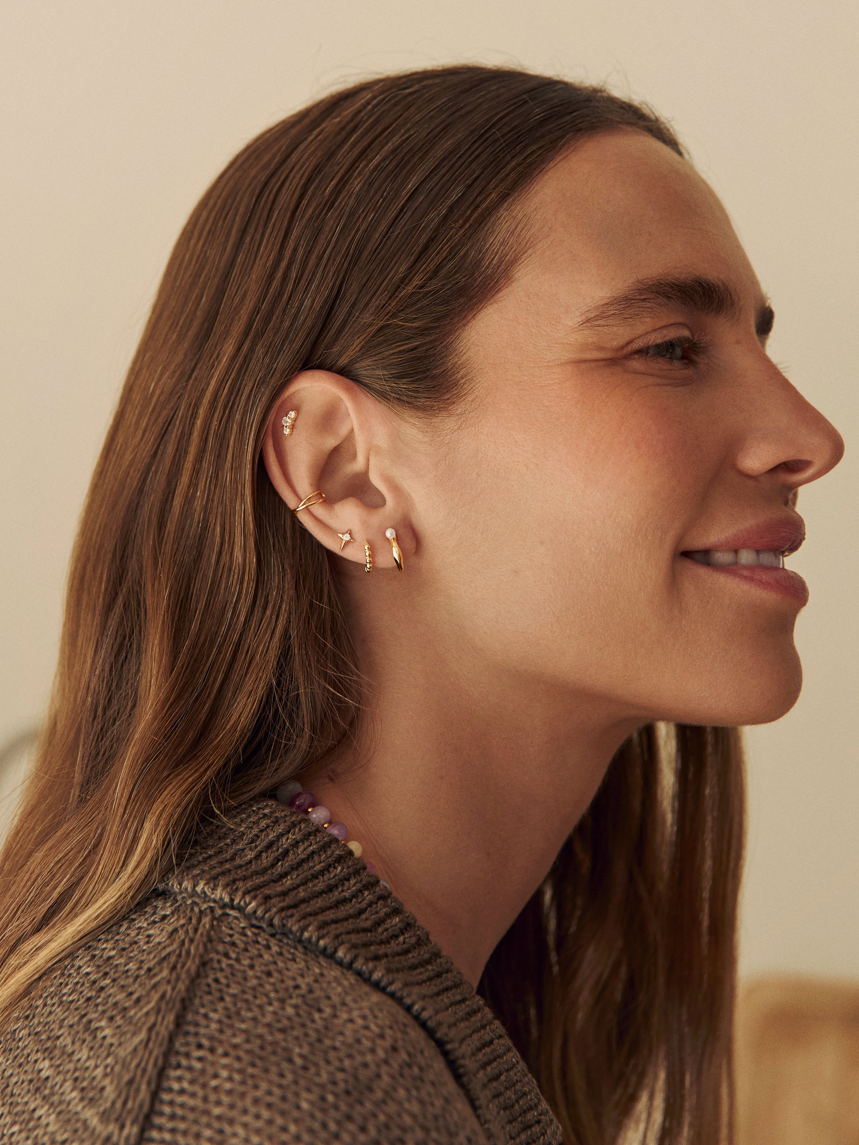 Pearl & Spark Gold Single Earring