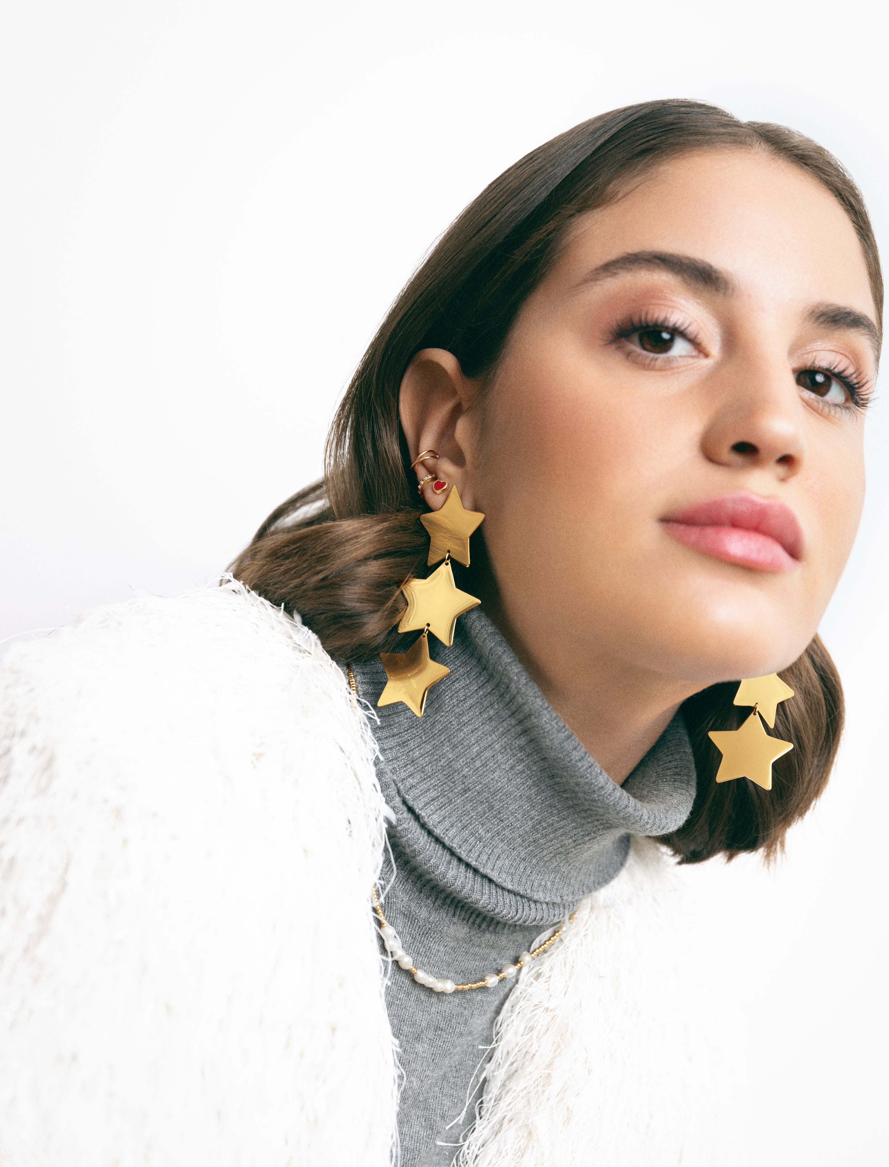 Big Stars Stainless Steel Gold Earrings