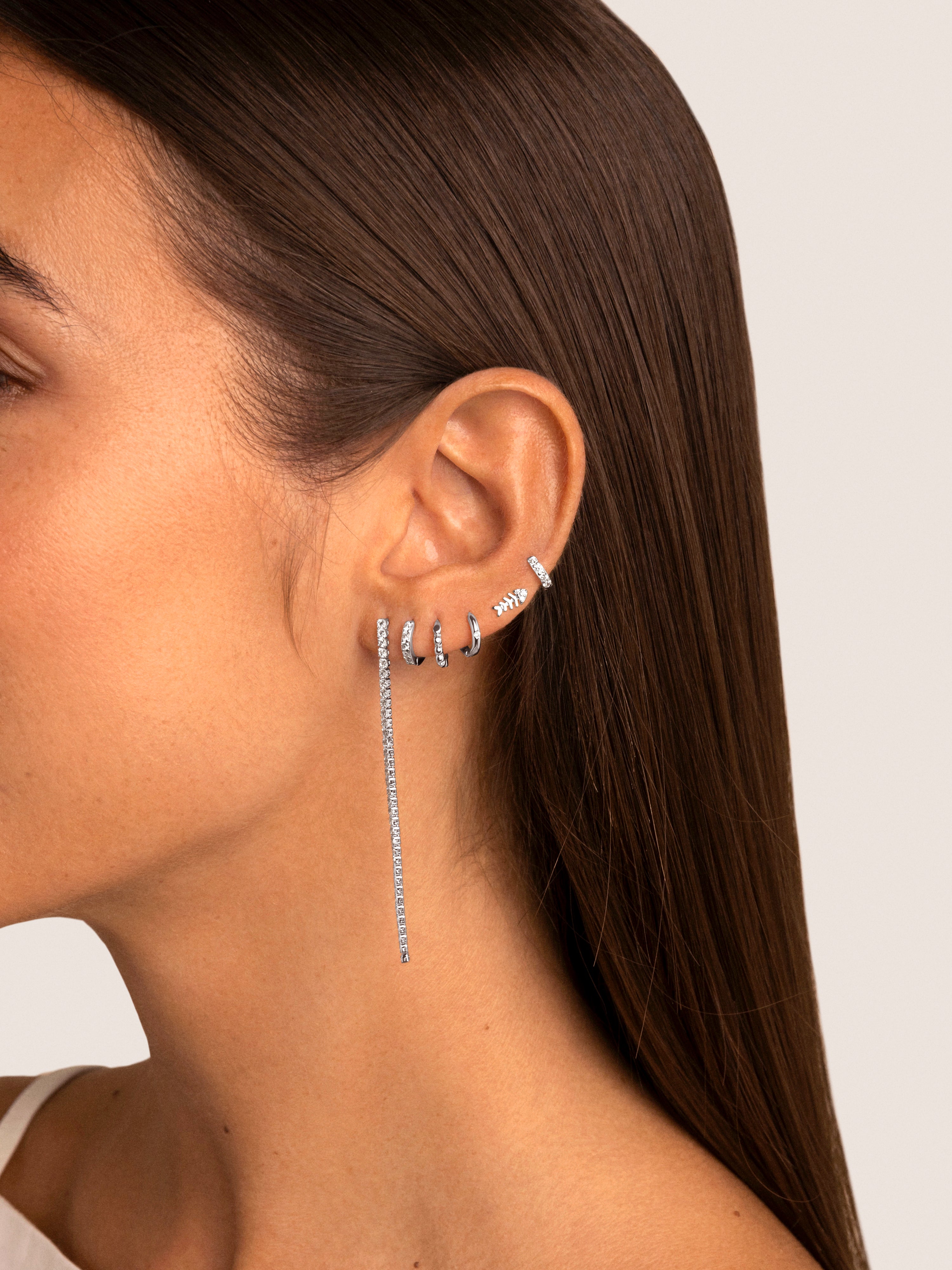 Fishbone Spark Silver Single Earring