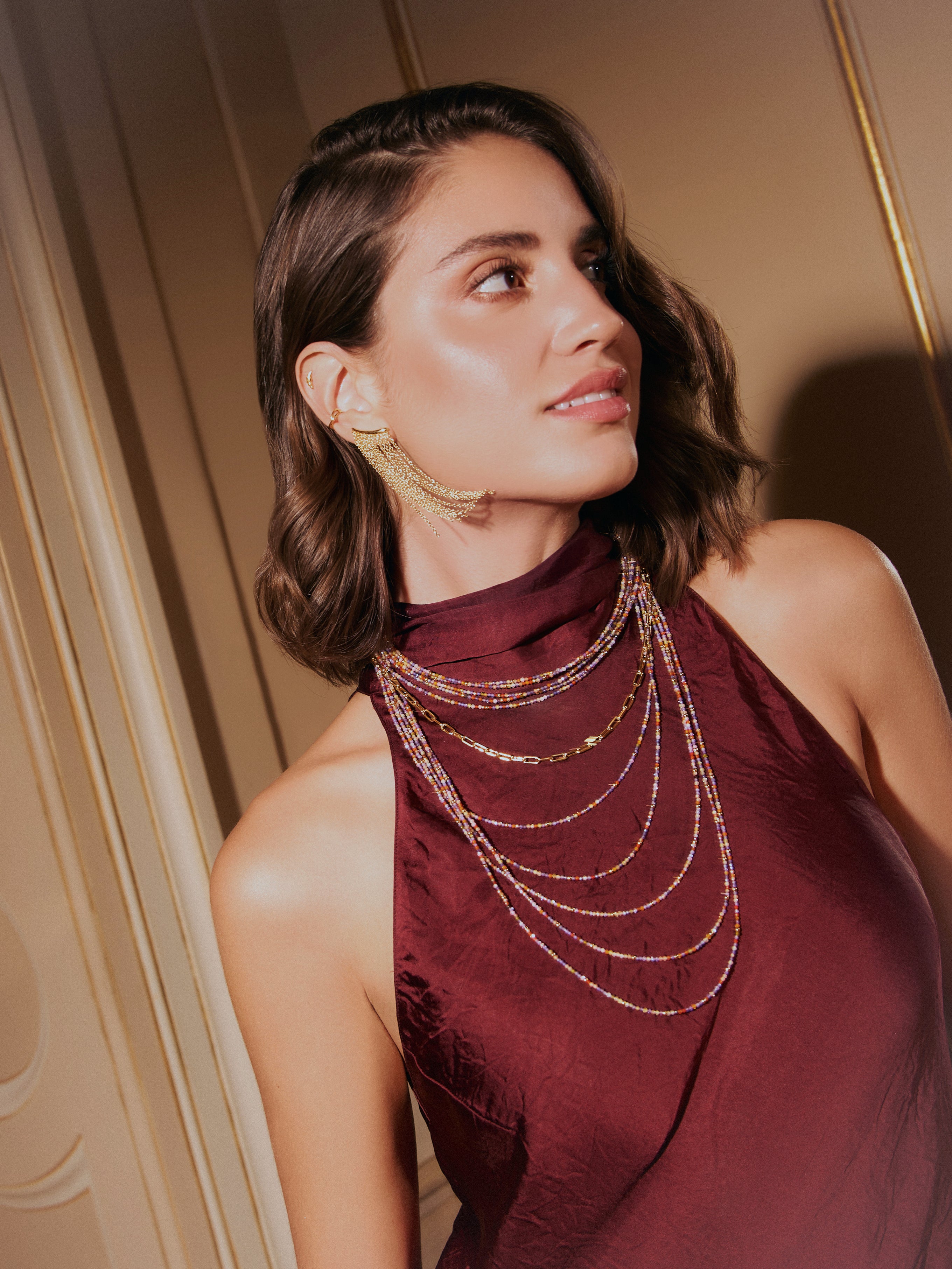 Pendientes Tamara Cascada Baño Oro