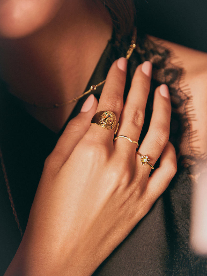 Peak Steel Ring, Gold-Plated