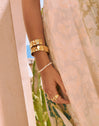 Pearl Chain Stainless Steel Gold Bracelet 
