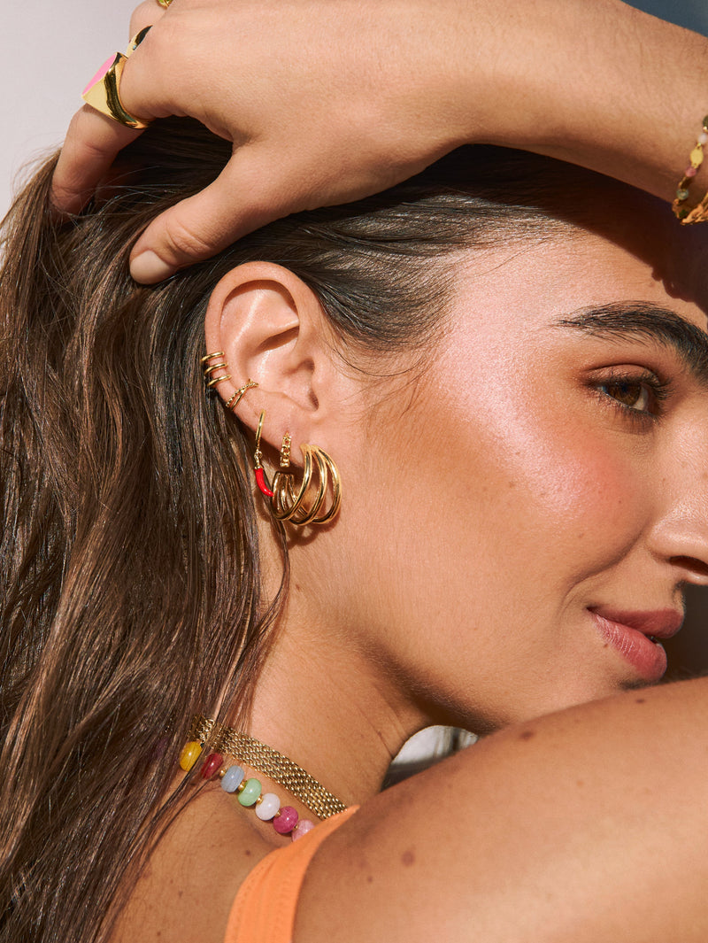 Chilly Pepper Enamel Gold Single Earring 