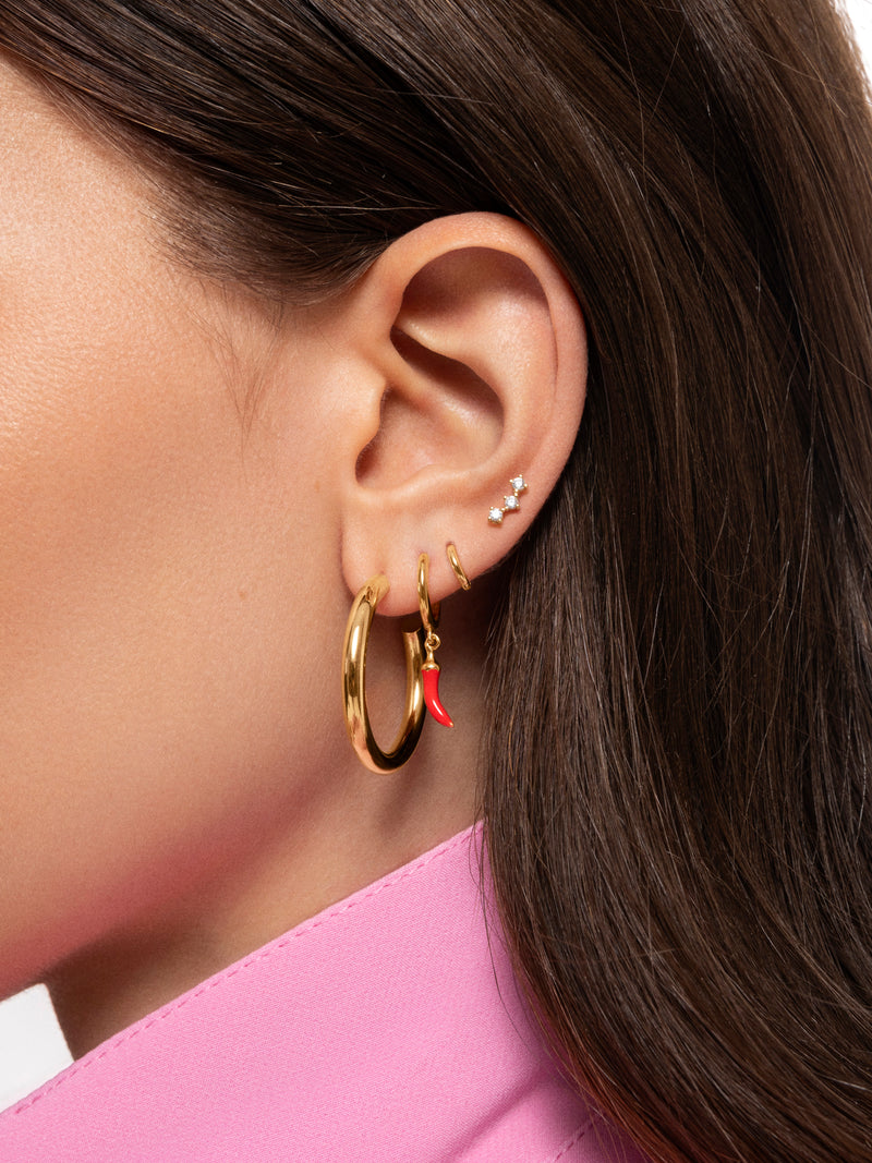 Chilly Pepper Enamel Gold Single Earring 