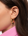 Einzelner Creolen-Ohrring Chili Enamel Stahl Vergoldet