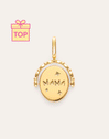 Double Mamá Lovely Heart Gold Medallion Charm